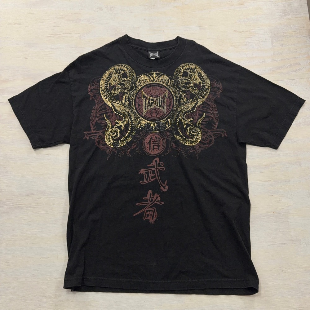 Tapout T-Shirt XL Vintage Y2K MMA Dragon Kanji Graphic Black Mens